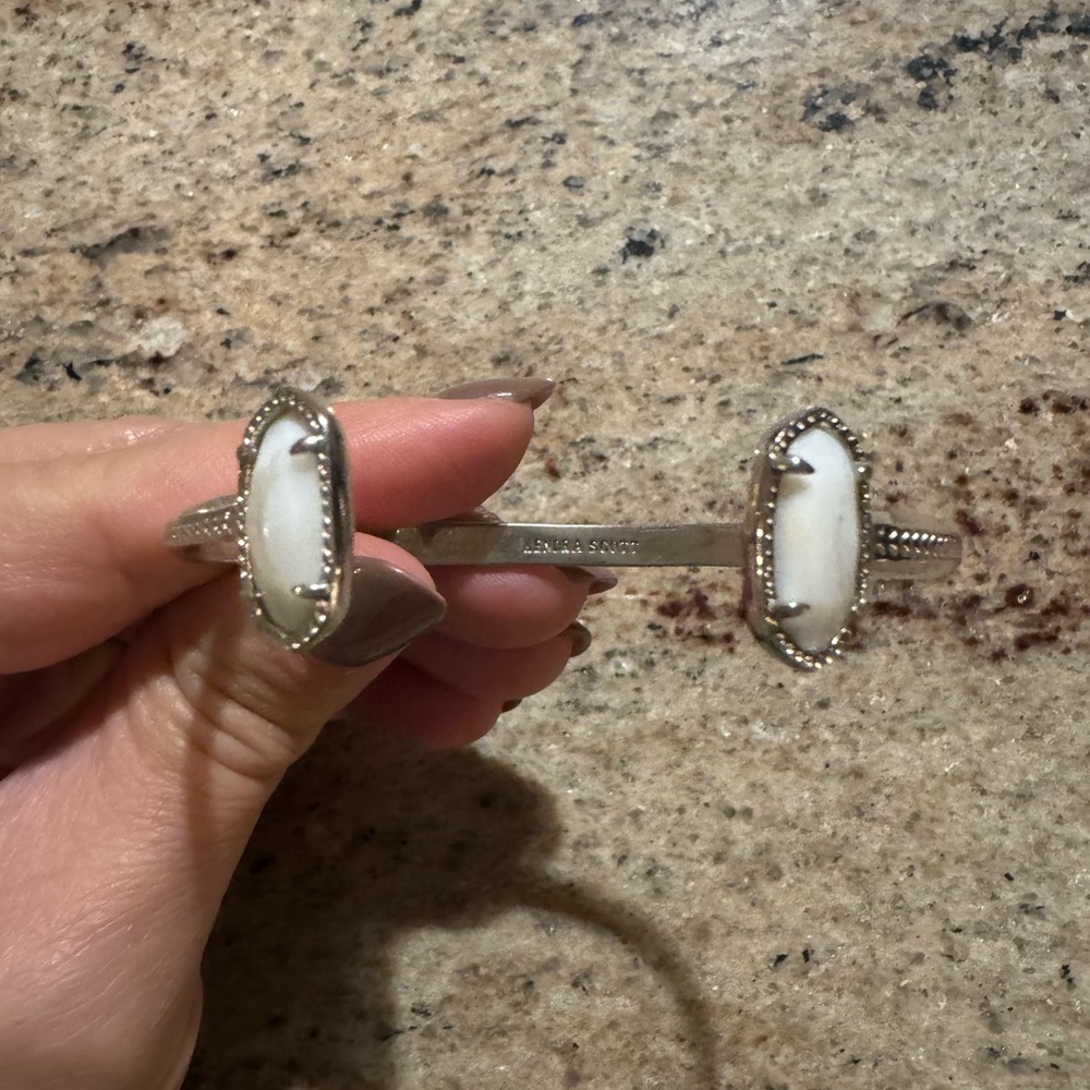 Kendra Scott Silver Elton Bracelet, rhodium plated with white stones